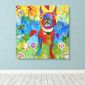 Boston Terrier Verpakt Canvas 20x20 () (Insitu (Houten vloer))