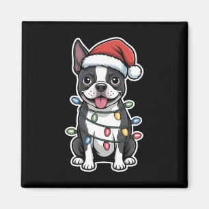 Boston Terrier verpakt in kerstverlichting Magneet