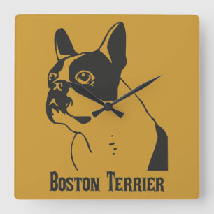 Boston Terrier Vierkante Klok