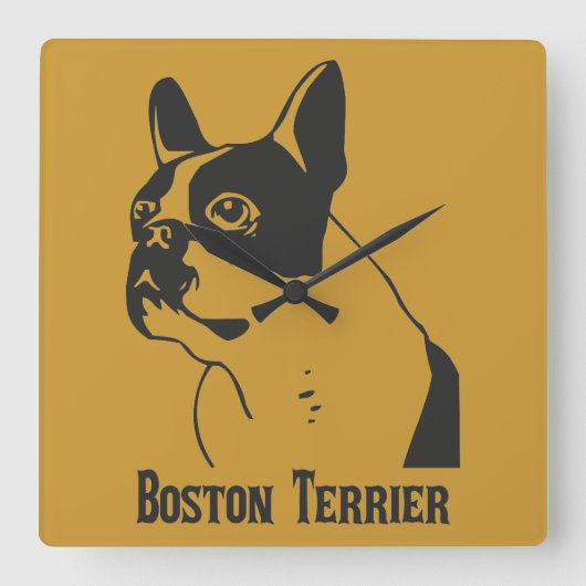 Boston Terrier Vierkante Klok (Voorkant)
