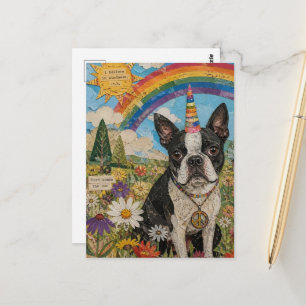 Boston Terrier Vredes Eenhoorn Briefkaart