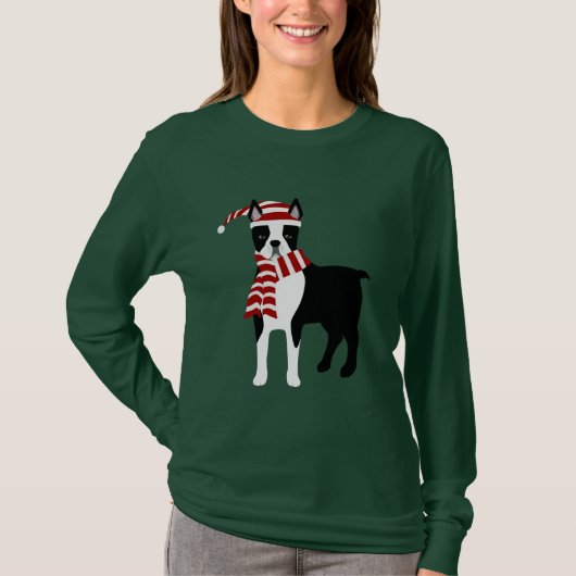 Boston Terrier Winter Tshirt (Voorkant)