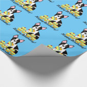 Boston Terrier Yellow Cupcakes Birthday Gift Wrap Cadeaupapier (Hoek)