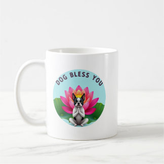 Boston Terrier Yoga Meditating Dog Bless You Zen  Koffiemok