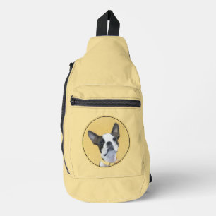Boston Terrier Zwart en Wit Schilderij Hond Kunst Sling Bag