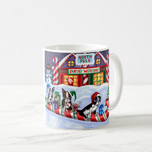 Boston Terriers Candy Cane Santa Kerstman Koffiemok