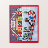 Boston Terriers Candy Cane Santa Kerstman Legpuzzel (Verticaal)