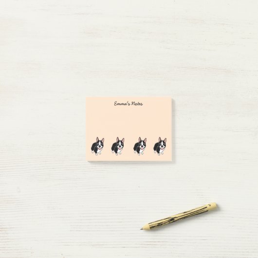 Boston Terriers Custom Post-it® Notes 4" x 3" (Sur un bureau)