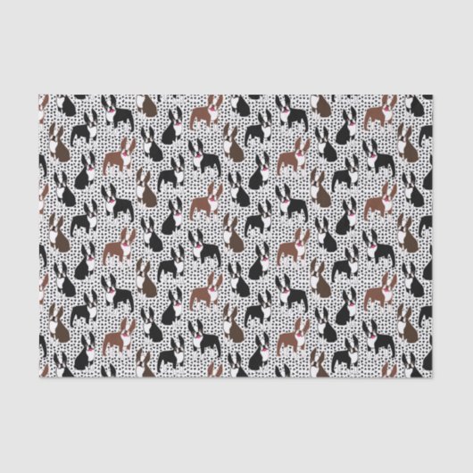Boston Terriers Cute Puppy Dog Pattern Tissuepapier (Voorkant)