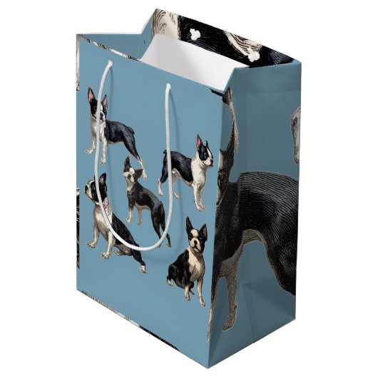Boston Terriers Medium Cadeauzakje (Achterkant Gekanteld)