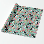 Boston Terriers Spring flower gift Cadeaupapier (Uitgerold)