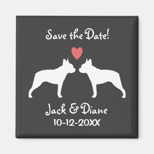 Boston Terriers Wedding Save the Date Magneet
