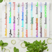 Boston Text Design II Kitchen Towel Theedoek (Gevouwen)
