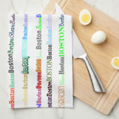 Boston Text Design II Kitchen Towel Theedoek (Quarter Fold)
