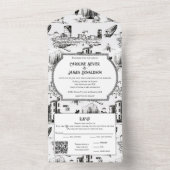 Boston Toile All in One Wedding Invite All In One Uitnodiging (Binnen)