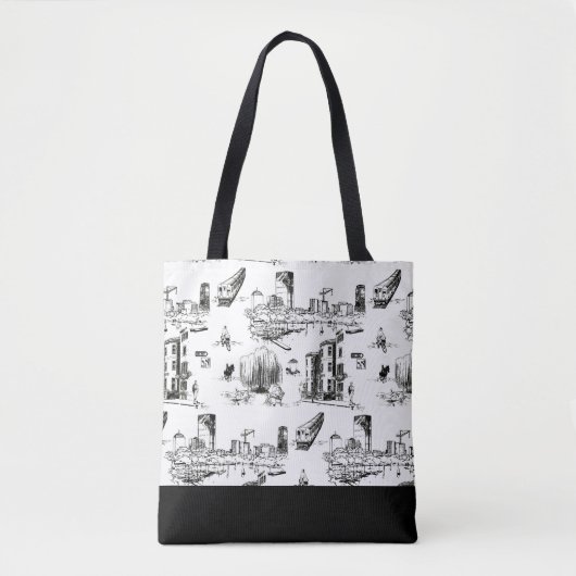 Boston Toile Colorblock Canvas tas (Voorkant)