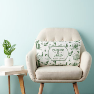 Boston Toile Forest Green Blue Sierkussen Kussen