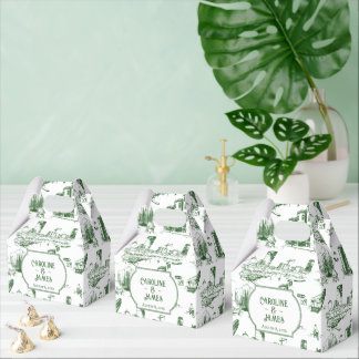 Boston Toile Forest Green gepersonaliseerde gunst  Bedankdoosjes
