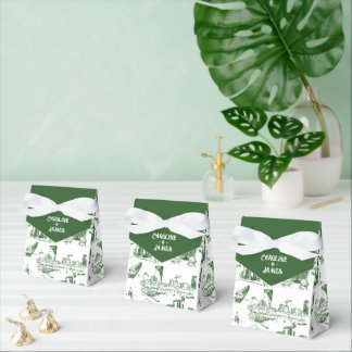 Boston Toile Forest Green gepersonaliseerde gunst  Bedankdoosjes