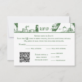Boston Toile Forest Green RSVP-kaart Bedankkaart