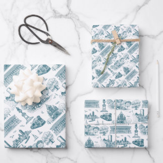 Boston Toile (jubileumeditie) blauw/wit Inpakpapier Vel