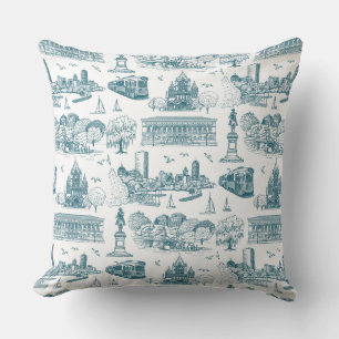 Boston Toile (jubileumeditie) blauw/wit Kussen