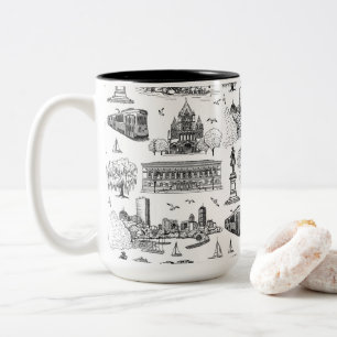 Boston Toile (jubileumeditie) Zwart/Wit Tweekleurige Koffiemok