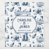 Boston Toile Marine Personnalisé Mariage Étiquette (Étiquettes simples)