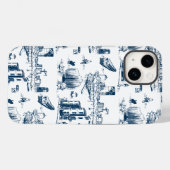 Boston Toile Navy en White Phone Case (Achterkant (horizontaal))