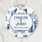 Boston Toile Navy gepersonaliseerde bruiloft gunst Bedankjes Labels (Voorkant)