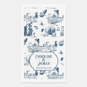 Boston Toile Navy Persoonlijke Huwelijks Papieren  Servet