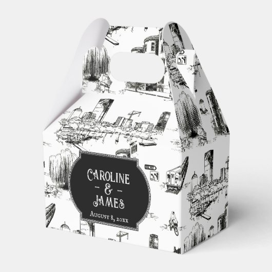 Boston Toile Personalized Favor Box Bedankdoosjes (Voorkant Zijde)