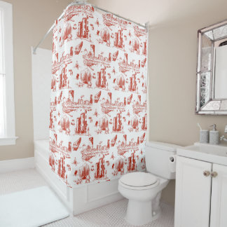 Boston Toile Red Douchegordijn