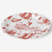 Boston Toile Red Papieren Bordje (Gekanteld)