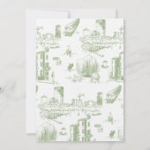 Boston Toile Sage Green Faire-part de mariage (Dos)