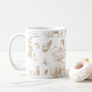 Boston Toile Tan and White Koffiemok