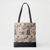 Boston Toile Tan Colorblock Canvas tas (Voorkant)