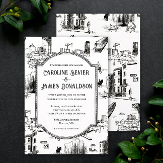 Boston Toile Wedding Uitnodiging