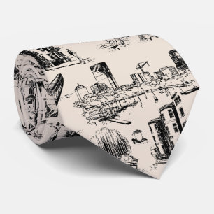 Boston Toile Zwart en Cream Stropdas