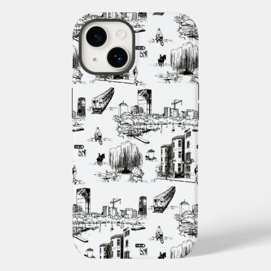 Boston Toile Zwart-wit telefoonhoesje Case-Mate iPhone Case (Achterkant)