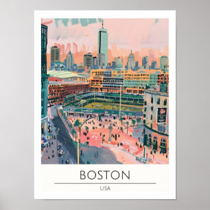 Boston USA Vintage Kunst Illustratie Reizen Poster