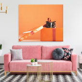 Boston verschrikkelijke puppy in cadeaudoos canvas afdruk (Insitu (Woonkamer))