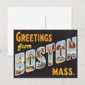 Boston Vintage Travel Briefkaart teruggezet (Voorkant / Achterkant)