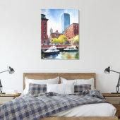 Boston waterverf kunst canvas afdruk (Insitu (Slaapkamer))