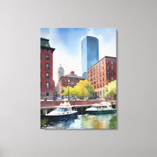 Boston waterverf kunst canvas afdruk