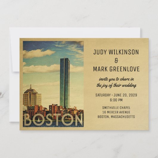 Boston Wedding Invitation  midden in de eeuw Kaart (Voorkant)