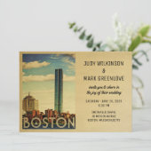 Boston Wedding Invitation  midden in de eeuw Kaart (Staand voorkant)