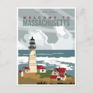 Boston welkom in Massachusetts Vintage Travel Briefkaart