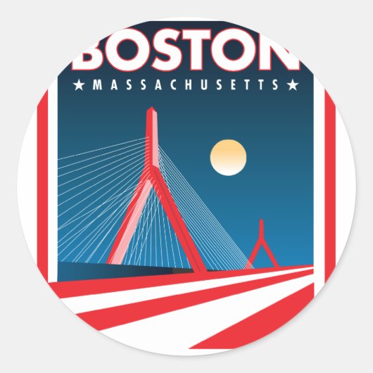 Boston Zakim Bridge Ronde Sticker (Voorkant)