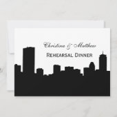 Boston Zwart Skyline Silhouet repetitie diner Kaart (Achterkant)